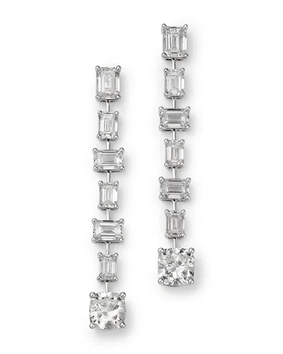 Bloomingdale's Fine Collection Luxe Collection Certified Lab Grown Diamond Mixed Cut Drop Earrings In 14k White Gold, 12.0 Tcw