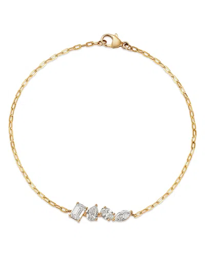 Bloomingdale's Fine Collection Luxe Collection Certified Lab Grown Diamond Mixed Cut Paperclip Chain Bracelet In 14k Yellow Gold, 1