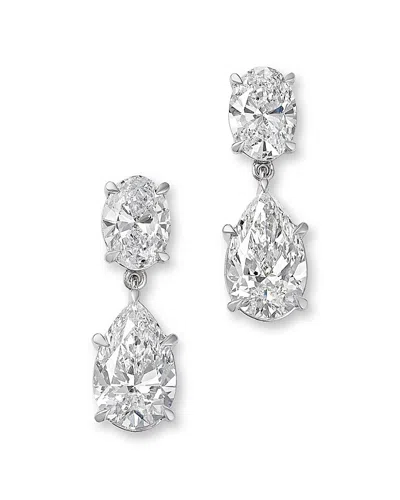 Bloomingdale's Fine Collection Luxe Collection Certified Lab Grown Diamond Oval & Pear Drop Earrings In 14k White Gold, 4.0 Tcw