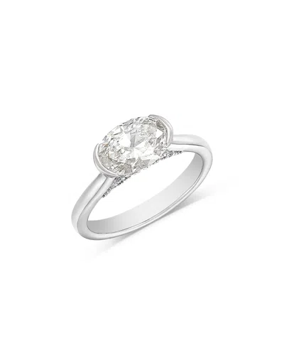 Bloomingdale's Fine Collection Luxe Collection Certified Lab Grown Diamond Oval Cut Solitaire Ring In 18k White Gold, 1.6 Tcw In Transparent
