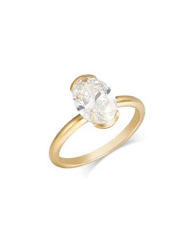 Bloomingdale's Fine Collection Luxe Collection Certified Lab Grown Diamond Oval Cut Solitaire Ring In 18k Yellow Gold, 2.0 Tcw In White