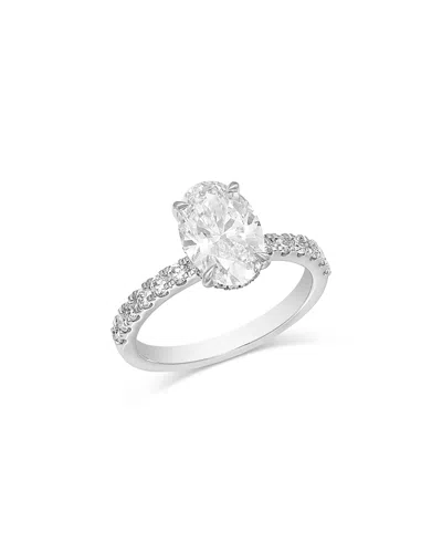 Bloomingdale's Fine Collection Luxe Collection Certified Lab Grown Diamond Oval Engagement Ring In 14k White Gold, 2.5 Tcw In Metallic
