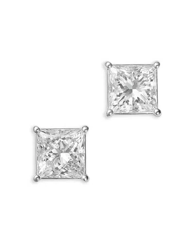 Bloomingdale's Fine Collection Luxe Collection Certified Lab Grown Diamond Princess Stud Earrings In 18k White Gold, 3.96 Tcw In Pattern