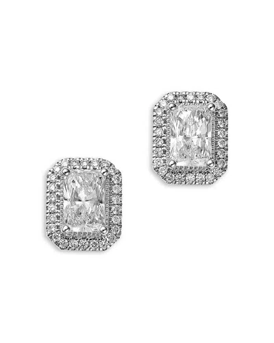 Bloomingdale's Fine Collection Luxe Collection Certified Lab Grown Diamond Radiant Stud Earrings In 14k White Gold, 1.95 Tcw In Metallic