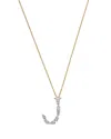 Bloomingdale's Fine Collection Luxe Collection Certified Mixed Cut Lab Grown Diamond Initial Pendant Necklace In 14k White & Yellow