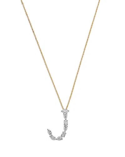 Bloomingdale's Fine Collection Luxe Collection Certified Mixed Cut Lab Grown Diamond Initial Pendant Necklace In 14k White & Yellow