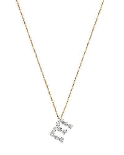 Bloomingdale's Fine Collection Luxe Collection Certified Mixed Cut Lab Grown Diamond Initial Pendant Necklace In 14k White & Yellow