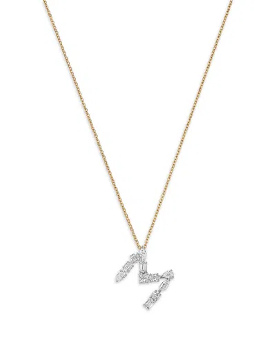 Bloomingdale's Fine Collection Luxe Collection Certified Mixed Cut Lab Grown Diamond Initial Pendant Necklace In 14k White & Yellow
