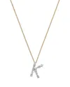 Bloomingdale's Fine Collection Luxe Collection Certified Mixed Cut Lab Grown Diamond Initial Pendant Necklace In 14k White & Yellow In Black