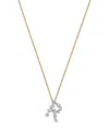 Bloomingdale's Fine Collection Luxe Collection Certified Mixed Cut Lab Grown Diamond Initial Pendant Necklace In 14k White & Yellow In Red