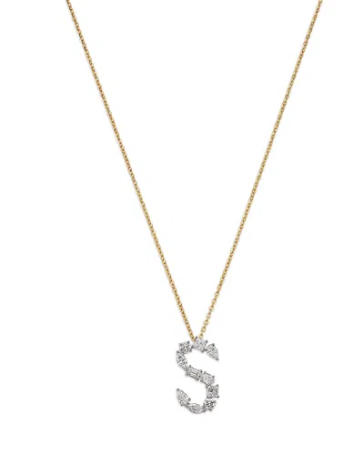 Bloomingdale's Fine Collection Luxe Collection Certified Mixed Cut Lab Grown Diamond Initial Pendant Necklace In 14k White & Yellow In Sand