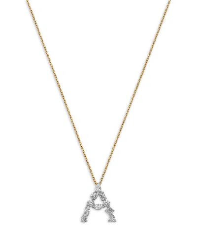 Bloomingdale's Fine Collection Luxe Collection Certified Mixed Cut Lab Grown Diamond Letter A Initial Pendant Necklace In 14k White In Multi