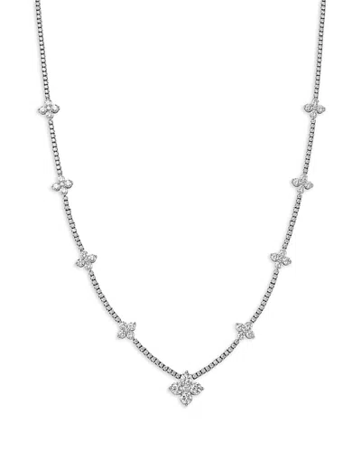 Bloomingdale's Fine Collection Luxe Collection Diamond Clover Station Necklace In 14k White Gold, 7.0 Tcw