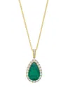Bloomingdale's Fine Collection Luxe Collection Emerald & Diamond Pear Shaped Halo Pendant Necklace In 18k Yellow Gold, 18 In Multi