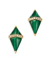 Bloomingdale's Fine Collection Malachite & Diamond Kite Stud Earrings In 14k Yellow Gold In Green