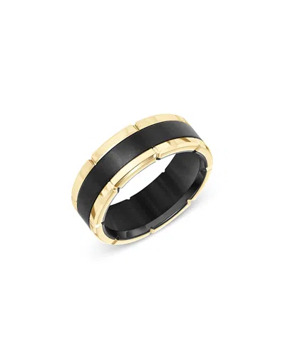 Bloomingdale's Fine Collection Men's Band With A Link Edge In Black & Yellow Tungsten In Yellow/black