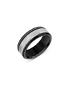 Bloomingdale's Fine Collection Men's Bevel Edge Band In Gray And White Tungsten In Gray/white
