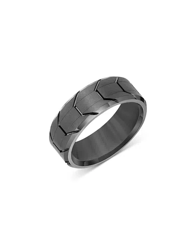 Bloomingdale's Fine Collection Men's Bevel Edge Tire Tread Texture Band In Dark Gray Tungsten
