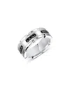 Bloomingdale's Fine Collection Men's Black Diamond Link Inspired Band In Tungsten & Sterling Silver, 0.32 Ct. T. W. In Silver/black