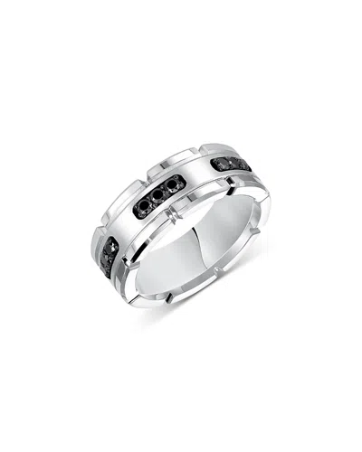 Bloomingdale's Fine Collection Men's Black Diamond Link Inspired Band In Tungsten & Sterling Silver, 0.32 Ct. T. W. In Silver/black