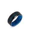 Bloomingdale's Fine Collection Men's Blue & Black Ion Plated Band In Tungsten In Blue/black