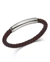 Bloomingdale's Fine Collection Men's Blue Sapphire Brown Woven Leather Bracelet In Sterling Silver In Brown/silver