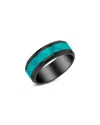 Bloomingdale's Fine Collection Men's Turquoise Inlay Ring In Black Tungsten