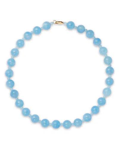 Bloomingdale's Fine Collection Milky Aquamarine Beaded Collar Necklace In 14k Yellow Gold, 18 In Blue