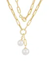 Bloomingdale's Fine Collection Ming Pearl Lariat Necklace In 14k Yellow Gold, 17.5 In White/gold