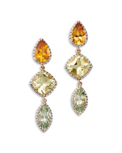 Bloomingdale's Fine Collection Mixed Cut Multicolor Amethyst & Diamond Drop Earrings In 14k Rose Gold In Yellow Gold