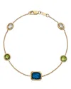 Bloomingdale's Fine Collection Mixed Cut Multi Gemstone Bracelet In 14k Yellow Gold In Gold