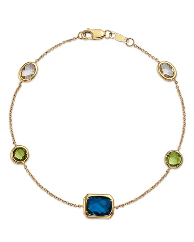 Bloomingdale's Fine Collection Mixed Cut Multi Gemstone Bracelet In 14k Yellow Gold