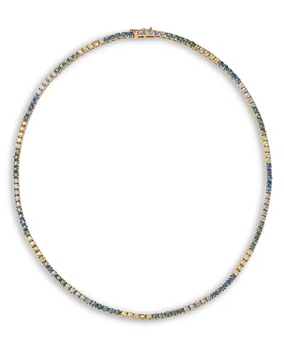 Bloomingdale's Fine Collection Montana Sapphire Ombre Choker Tennis Necklace In 14k Yellow Gold, 10.75 Tcw In Multi