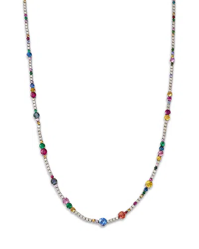Bloomingdale's Fine Collection Multi Gemstone & Diamond Collar Necklace In 14k White Gold, 16