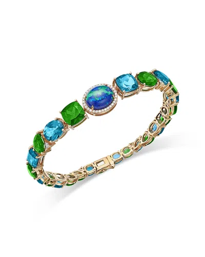 Bloomingdale's Fine Collection Multi-gemstone & Diamond Link Bracelet In 14k Yellow Gold