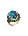 Bloomingdale's Fine Collection Multi Gemstone & Diamond Oval Halo Statement Ring In 14k Yellow Gold In Gold