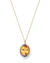 Bloomingdale's Fine Collection Multi Gemstone & Diamond Oval Pendant Necklace In 14k Yellow Gold, 18