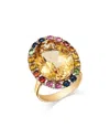 Bloomingdale's Fine Collection Multi Gemstone & Diamond Oval Statement Ring In 14k Yellow Gold