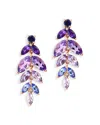 Bloomingdale's Fine Collection Multi Gemstone Leaf Drop Earrings In 14k Rose Gold In Purple/blue
