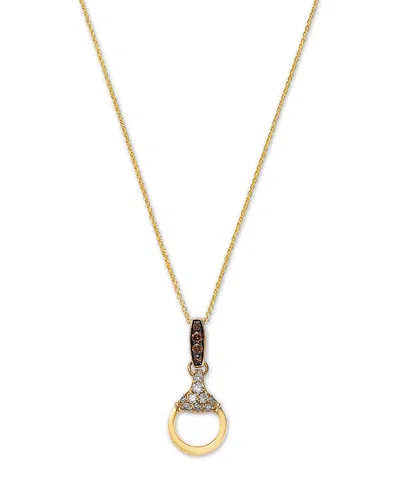 Bloomingdale's Fine Collection Multicolor Diamond Drop Circle Pendant Necklace In 14k Yellow Gold, 0.22 Tcw