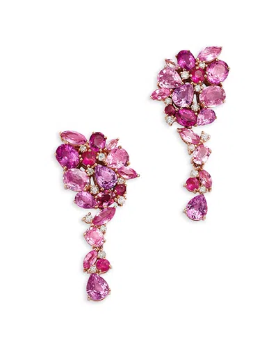 Bloomingdale's Fine Collection Multicolor Pink Sapphire & Diamond Drop Earrings In 14k Rose Gold