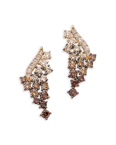Bloomingdale's Fine Collection Ombre Brown Diamond Cascade Drop Earrings In 14k Rose Gold, 1.49 Ct. T. W.