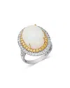 Bloomingdale's Fine Collection Opal & White & Yellow Diamond Limited Edition Halo Ring In 14k Yellow & White Gold In Multi