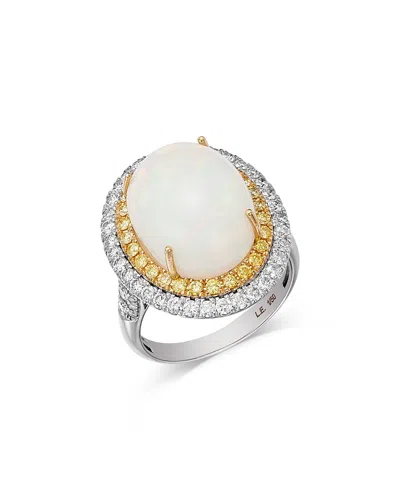 Bloomingdale's Fine Collection Opal & White & Yellow Diamond Limited Edition Halo Ring In 14k Yellow & White Gold In Multi