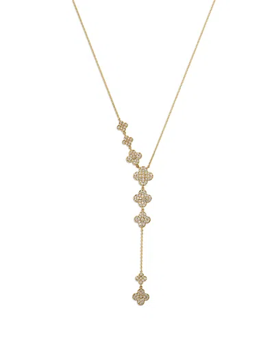 Bloomingdale's Fine Collection Pave Diamond Clover Y Necklace In 14k Yellow Gold, 0.85 Tcw