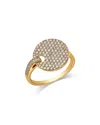Bloomingdale's Fine Collection Pave Diamond Disc Ring In 14k Yellow Gold, 0.7 Tcw In Gold