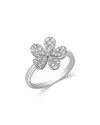 Bloomingdale's Fine Collection Pave Diamond Flower Ring In 14k White Gold, 0.65 Tcw In Gold