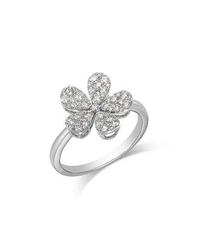 Bloomingdale's Fine Collection Pave Diamond Flower Ring In 14k White Gold, 0.65 Tcw