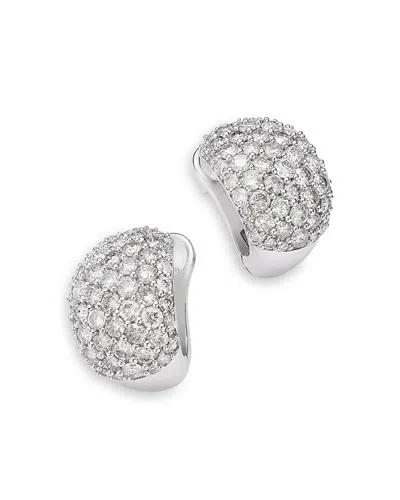 Bloomingdale's Fine Collection Pave Diamond Huggie Hoop Earrings In 14k White Gold, 2.0 Tcw