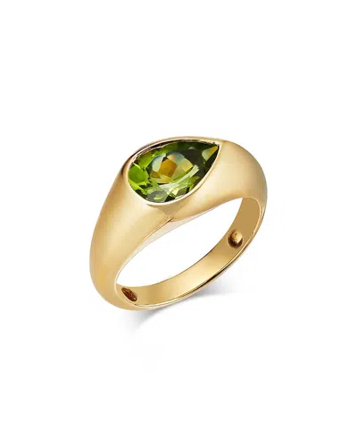 Bloomingdale's Fine Collection Pear Shaped Peridot Bold Gold Ring In 14k Yellow Gold In Green/gold